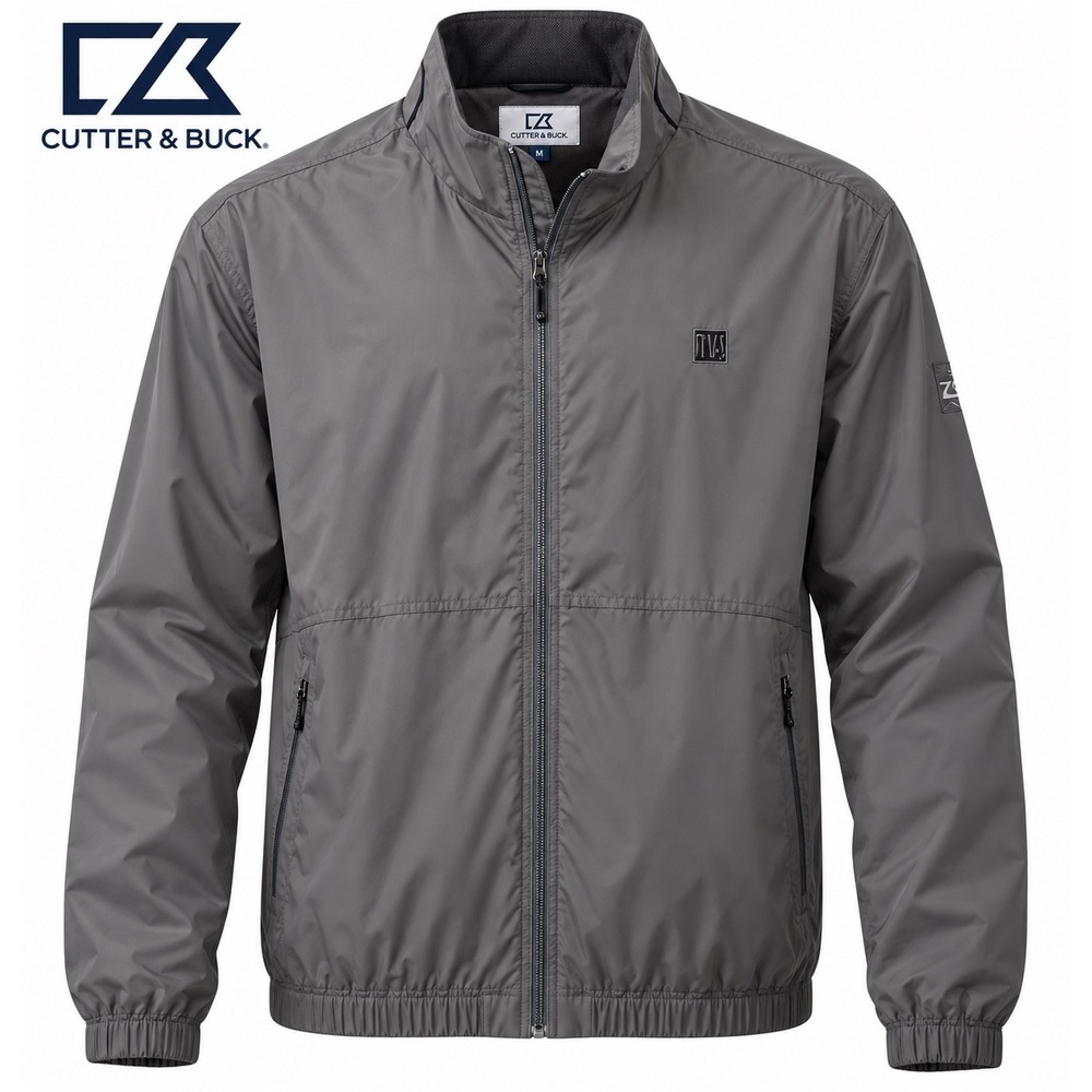 Cutter & Buck Mens XL WeatherTec Windbreaker Jacket Gray Full Zip TVA Logo